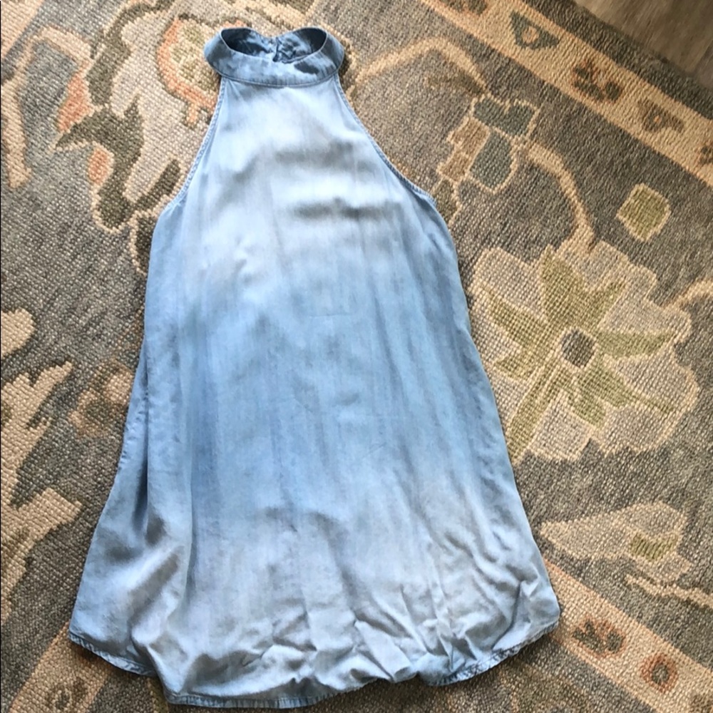 Anthropologie Halter Chambray Dress
